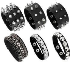 Rock Style Stud Bracelets For Concerts, Rock Style Bracelets With Studs For Concerts, Rock Style Studded Bracelets For Concerts, Rock Style Rivets Bracelets For Party, Black Spiked Jewelry For Festival, Edgy Adjustable Stud Jewelry, Adjustable Edgy Studs Jewelry, Black Rock Style Stud Jewelry, Edgy Bracelet For Concerts