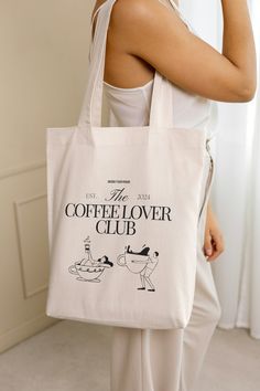 Coffee lover club retro comic mug tote bag coffee lover gift sustainable bag Y2K aesthetic funny meme wellness girl breakfast 90s old money ♡ 100% Cotton ♡One size ♡ Multiple color options ♡ Cross stitching on handles To Go Coffee Aesthetic, Cafe Tote Bag, Aesthetic Tote Bag Design, 90s Old Money, Tote Bag Inspo, Fun Tote Bags, Coffee Merch, Girl Breakfast, Wellness Girl