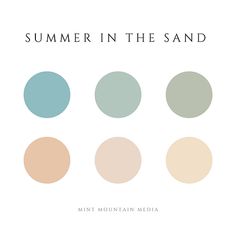 four different color circles with the words summer in the sand