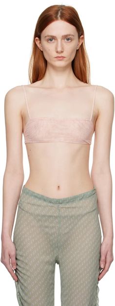 Jade Cropper: SSENSE Exclusive Pink Bra | SSENSE Fitted Summer Bra With Transparent Straps, Fitted Bra With Transparent Straps For Summer, Summer Bra With Transparent Straps, Sheer Pink Bra For Summer, Summer Mesh Bra, Jade Cropper, Logo Light, Blue Bra, Lighting Logo