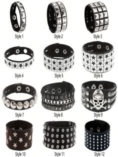 Black  Collar  PU Leather   Embellished   Women Fashion Jewelry Rockstar Accessories, Punk Bracelets, Couple Accessories, Dance Couple, Gothic Bracelet, Trendy Bracelet, Couples Accessories, Retro Bracelet, Punk Accessories