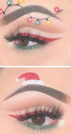 Holiday Eye Makeup, Christmas Makeup Looks, Christmas Makeup Simple, Xmas Makeup, Christmas Eyeshadow, Sweater Diy, Christmas Eye Makeup, Christmas Makeup Look, Holiday Makeup Looks