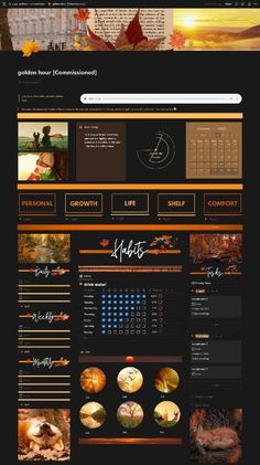 the homepage design for an autumn web page, which is designed to look like it has