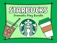 starbucks's dramatic play bundle for kids to learn how to drink and read the book