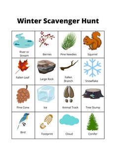 the winter scavenger hunt is shown in this image