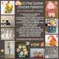 a collage of crochet patterns for easter