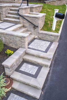 the steps are made of stone and have been designed to look like they're going up or down