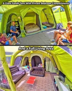 Family Tent With Sleeping Compartments Family Tent Camping Glamping, Tent Living Full Time, Tent Camping With Kids, Living In A Tent, Tent Life, Cool Camping Ideas, Zelt Camping, Private Bedroom