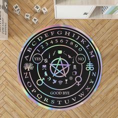 Ouija board witch Round Rug-MoonChildWorld Moon Rug, Gothic Rug, Rugs Colorful, Pentacles, Ouija Board, Circle Rug, Round Rug, Astrology Zodiac, Round Rugs