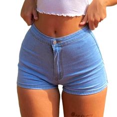 Introducing the 2023 Summer Collection's Stretchy Tight Women's Denim Shorts perfect for comfortable style with a one-color flair!Why You Should Choose These ShortsThese shorts are textured to offer the best of both worlds the timeless charm of denim. and the latest fashion styles of 2023. With a elevated-waisted cut and a zipper & button closure. these shorts are not only stylish. but also relaxed and durable.Distinctive Features: Modern Monochrome: These shorts feature a steady one-tone silhou Women Denim Shorts, Modern Monochrome, Comfortable Style, Jeans For Short Women, Cropped Denim Jacket, Denim Collection, Denim Shorts Women, Womens Jeans, Cute Simple Outfits