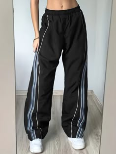 Faster shipping. Better service Street Preppy, Cuffs Design, Sweatpants Blue, Baggy Sweatpants, Y2k Punk, Vintage Preppy, Wide Leg Sweatpants, Rock Design, Baggy Pant