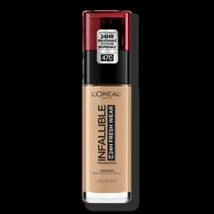 Infallible Up to 32 Hour Fresh Wear Foundation - INFAL PWD FOUNDATION RADIANT HONEYFeaturesUp to 32 hour natural finish with buildable coverage, lightweightResists transfer, sweat and remains breathable all dayColor stays true all dayBenefitsAdvanced formula's three oil absorbers resist sweat, water, and transferInfused with SPF 25, non-comedogenic and suitable for all skin types - Infallible Up to 32 Hour Fresh Wear Foundation Base Loreal, Loreal Infallible Foundation, Loreal Foundation, Infallible Foundation, Loreal Paris Makeup, Foundation With Spf, Loreal Infallible, Long Lasting Foundation, Loreal Paris Infallible