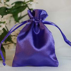 12 Pack | 3inches Purple Satin Drawstring Wedding Party Favor Gift Bags Purple Swag, Purple Wedding Decorations, Peacock Party, Satin Pouch, Handmade Candy, Candy Party Favors, Candy Jewelry, Muslin Bags, Wedding Favor Bags