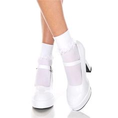 Ankle hi with ruffle trim Size: One Size. Color: White. Gender: female. Age Group: adult. Ankle Dress, Baby Blue Colour, Dress Socks, Online Retail, Ruffle Trim, Tap Shoes, Anklets, Baby Blue, Gender Female