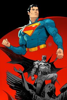 batman and superman's capes are shown in this poster