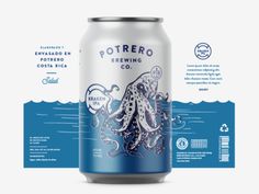 a can of beer with an octopus on it