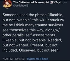 someone used the phrase likeable, but not lovable this tweety survivor