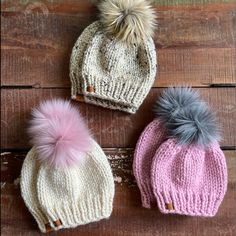 Handmade Baby Knit Hats (Newborn To Toddler) For The Winter! Can Also Be Used As Photo Props Or A Great Gift Option For A Baby Reveal! Newborn Head Size 12” - 14” Baby 0-3 Head Size 14” - 16” Baby 3-6 Head Size 16” - 17” Baby 6-9 Head Size 17” - 18” Baby 9-12 Head Size 18” - 19” Toddler Head Size 19” - 21” Find Me On Etsy: Rosemarypressknits Or Click Link In My Poshmark Profile! Knit Toddler Hat, Kids Knit Hat, Knit Hats For Women, Newborn Knit Hat, Knitted Baby Beanies, Child Hat, Knit Winter Hat, Matching Hats