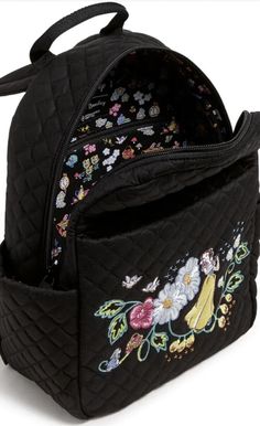 Exclusive Limited Edition Celebration 100th Disney Anniversary classic movie Snow, White, and the seven dwarfs Vera Bradley Disney Embroidered Snow White Small small City Backpack up for sale Perfect for a child girl boy Great gift for birthday or Christmas present Beautiful embroidered Disney’s Snow White. New with tags! 100% quilted cotton Beautiful inside pocket and outside side pockets Exterior features two slip pockets and a zip pocket. Interior features a zip pocket. Zip closure. Capacity 9 L. Dimensions: 9.0" w x 12.0" h x 4.75" d with 32.5" adjustable strap and 2.75" handle drop. Comes from a smoke free home! Embroidered Disney, Disney Anniversary, Vera Bradley Disney, City Backpack, Snow White And The Seven Dwarfs, Small City, Small Backpack, Gift For Birthday, Christmas Present