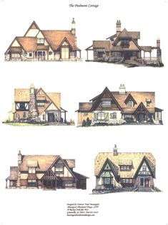 four different styles of houses with windows and roofing on the front, side, and back