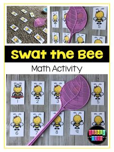 a bee themed math activity for kids to practice counting