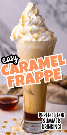 an easy caramel frappe recipe for summer drinking is featured in the magazine, easy caramel frappe