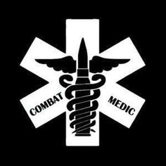 a medical symbol with the word combat medic on it's side and wings