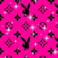 a pink background with black and white rabbit heads on the front, stars in the back