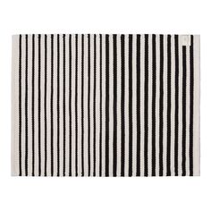 a black and white striped rug on a white background