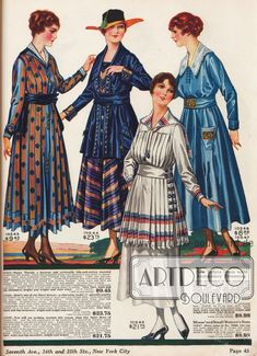 National Cloak & Suit Co. » Frühjahr/Sommer 1917 | ARTDECO BOULEVARD Early 20th Century Fashion, 1900s Fashion, 20th Century Fashion, Dresses Spring, Century Clothing