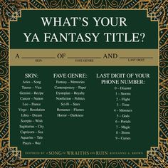 what's your ya fantassy title? info sheet for the upcoming game