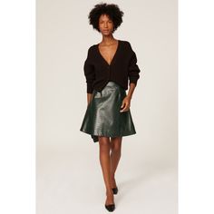 Dark green faux leather (60% Polyurethane, 40% Viscose). Leather. Back zipper closure. 19.5" from waist to hemline. Imported. Rent The Runway, Closet Designs, Faux Leather Skirt, Green Skirt, A Line Skirts, Leather Skirt, Dark Green, Faux Leather, Zipper