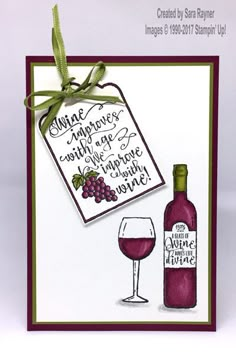 a wine card with a bottle of wine and a glass of wine next to it