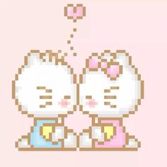 an image of two cats that are in pixel art