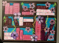 Hand-painted acrylic painting of books and flowers Painting Of Books, Books And Flowers, Cute Canvas, Crafts To Make And Sell, My Books, Painted Canvas, Painting Art Projects, Canvas Paintings