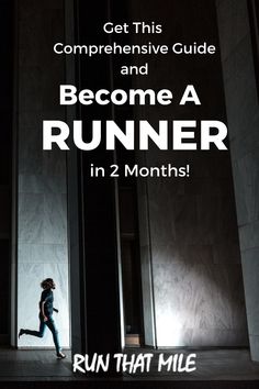 a person running in front of a building with the words become a runner in 2 months