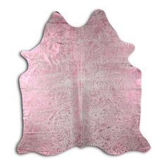 a pink cowhide rug on a white background