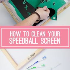 a person holding a toothbrush in front of a book with the title how to clean your speedball screen