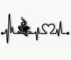 a heartbeat with a cup of coffee on it