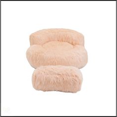 a dog bed that is made out of sheepskin and has two legs on it