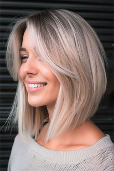 A-Line Lob Haircut. Short Bob With Longer Front Pieces, Long Bob Haircuts With Fringe, Lob Long Bangs, Blonde Lob Hairstyles, Graduated Long Bob, Bob With Long Front Pieces, A Line Lob Haircut, Graduated Lob, Longer Bob Haircut