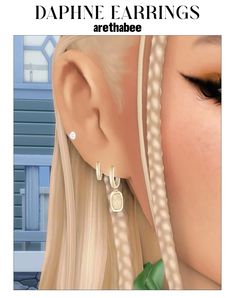 an animated image of a woman's face with earrings on her ear and the caption dappine earings are attached