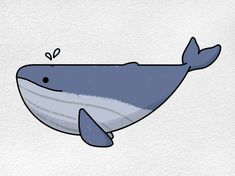 a drawing of a whale swimming in the ocean