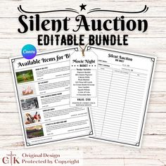 the silent auction printable bundle for children to use in their own home or classroom