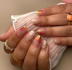 Tequila Sunrise Nails, Autumn Nail, Short Almond, Simple Gel Nails, Trends For 2024, Almond Acrylic Nails, Short Acrylic Nails Designs, Acrylic Designs