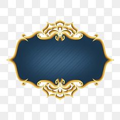 an ornate blue and gold frame on a white background