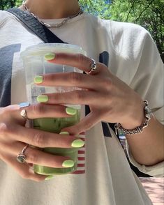 Green Nails Summer 2024, Pale Green Nails, Matcha Green Nails, Short Nail Colors, Green Nails Summer, Trendy Green Nails, Chic Almond Nails, Summer Green Nails, Green Summer Nails