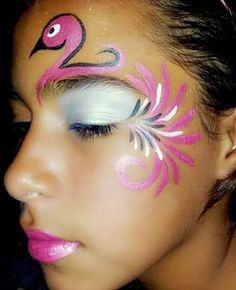 Face Painting Images, Diy Face Paint, Animal Face Paintings, Bodysuit Tattoos, Flamingo Costume, Girl Face Painting, Face Painting Tutorials