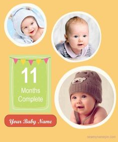 three baby pictures are shown with the first one year old on it's birth day