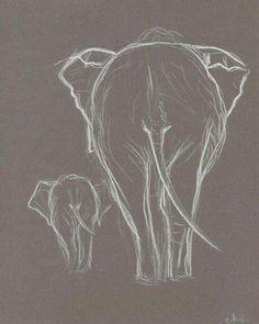 a drawing of an elephant and its baby